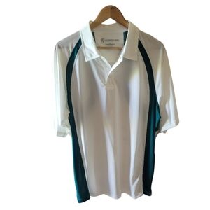 Firethorn Tour White and Green Men's Polo Golf Shirt Logo Men's Dri Fit Vintage